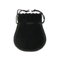 Velvet Drawstring Round pouch (Black) - 2
